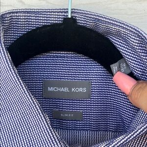 Michael Kors Blue and White Casual Button Down Shirt